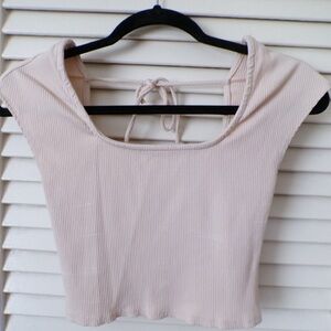 Altar'd State Cream Ribbed Crop Top